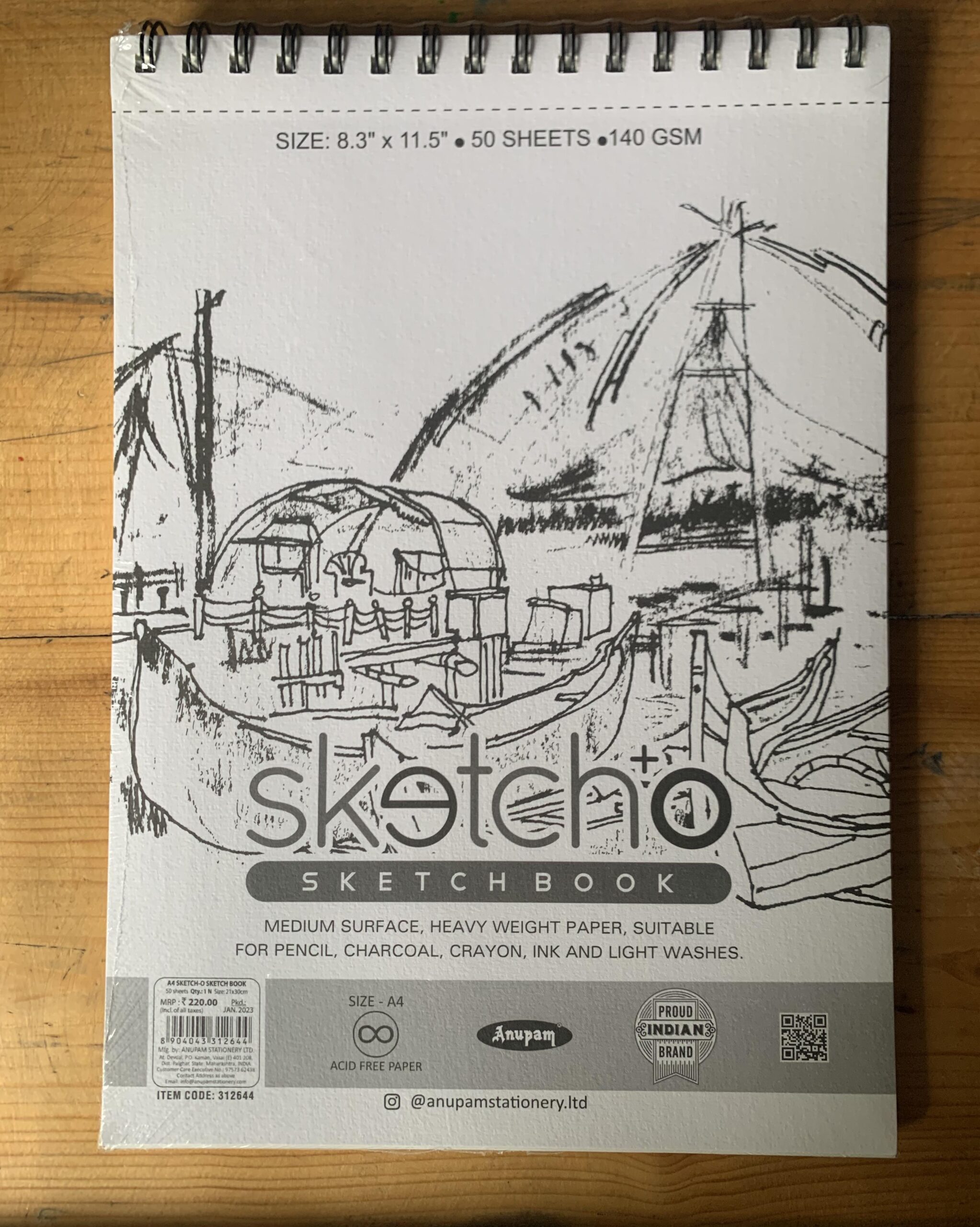 Blocco Da Disegno Anupam Sketcho Slate - Carta Nera Opaca 180 G/m², 80 Fogli, Rilegatura A Spirale